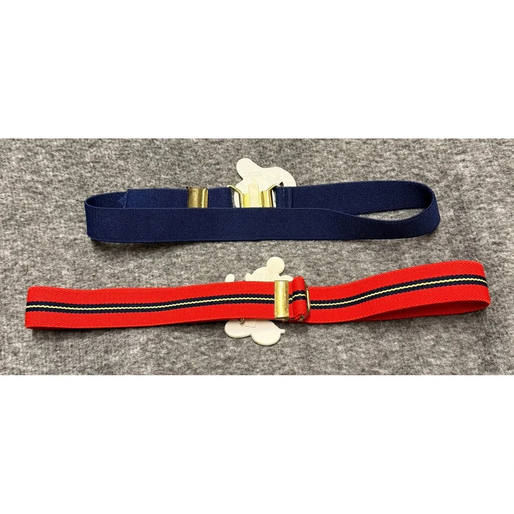 Vintage LEE Disney Mickey Mouse Donald Duck Elastic Cinch Belts Set of 2